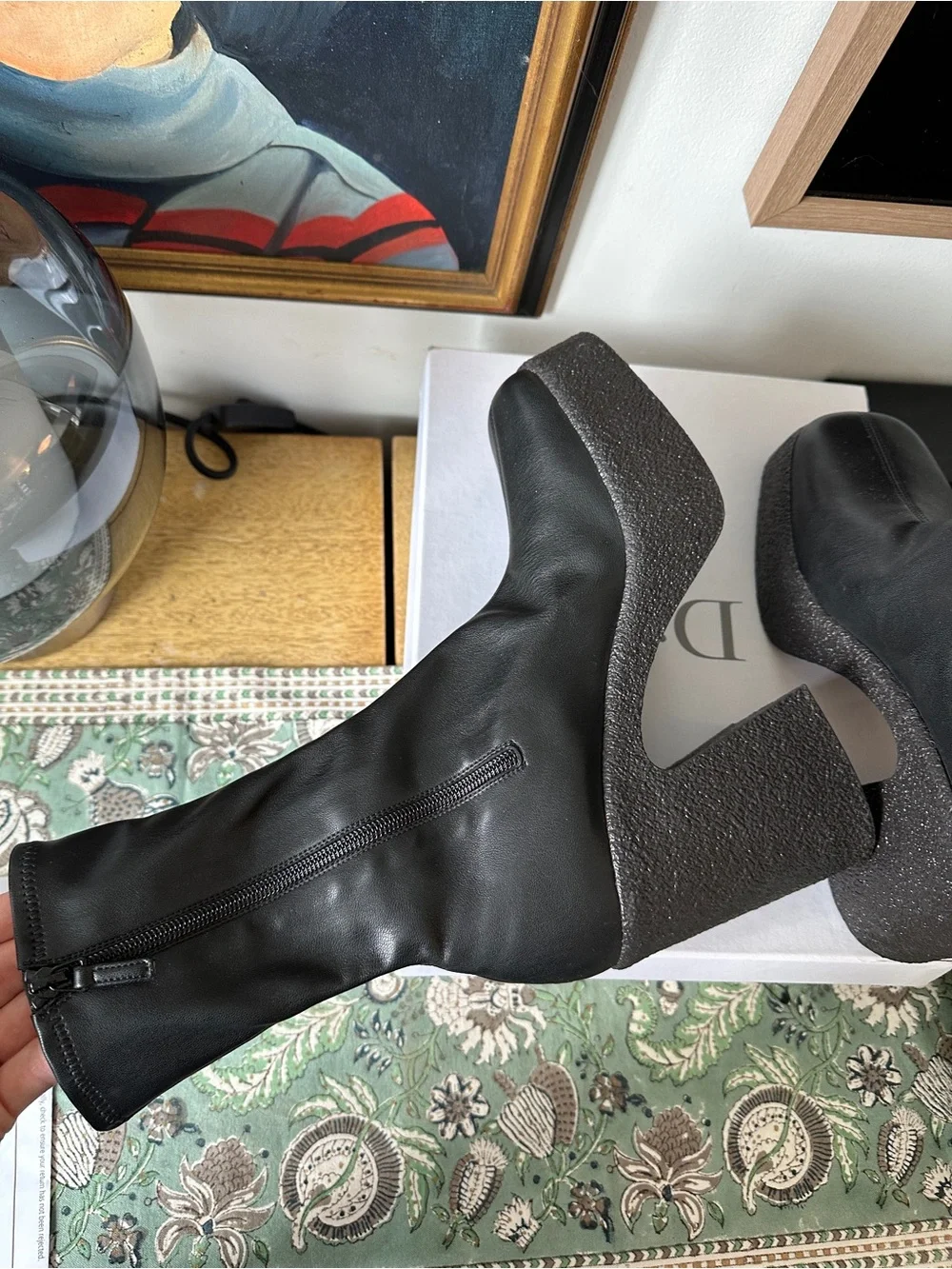 Stella McCartney‎ Skyla Black Leather Platform Chunky Boots 38